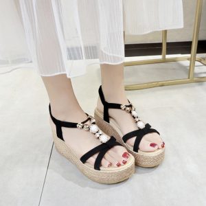 Sandals Female New Fairy Wind Slope With Open Toe High Heels Famous Style Fashion Wild Single Shoes