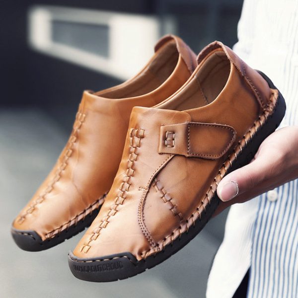 Season Big Code Men's Shoes Leather Casual Shoes Men's New Shoes Breathable Peas Shoes Men