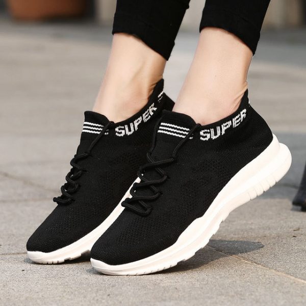 Season Girls New Wild Sports Shoes Casual Mesh Student Popular Shoes Breathable Flying Woven Women's Shoes