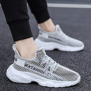 Season Men's Shoes New Mesh Shoes Breathable Flying Woven Sports Shoes Trend Casual Mesh Running Shoes