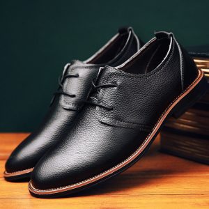 Season New Casual Shoes Men's Leather Business Shoes Men's British Trend Peas Shoes Men's Fashion Tie Men