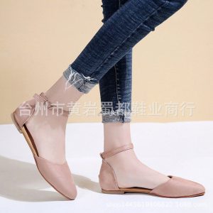 Season New Flat Hollow Female Shoes Large Size 43 Buckle With Suede Shoes