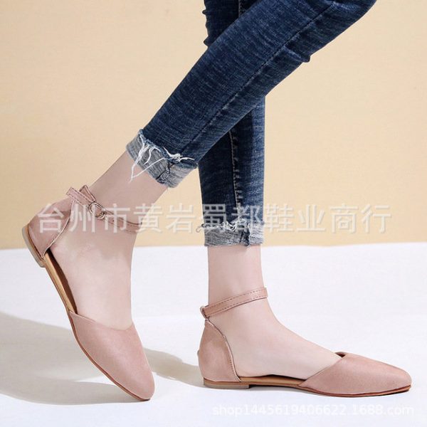 Season New Flat Hollow Female Shoes Large Size 43 Buckle With Suede Shoes