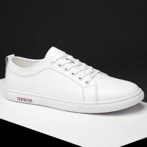 Season New Leather Shoes Men's Breathable Tide Fashion England Wild Soft Bottom White Shoes Two-layer Leather Campus