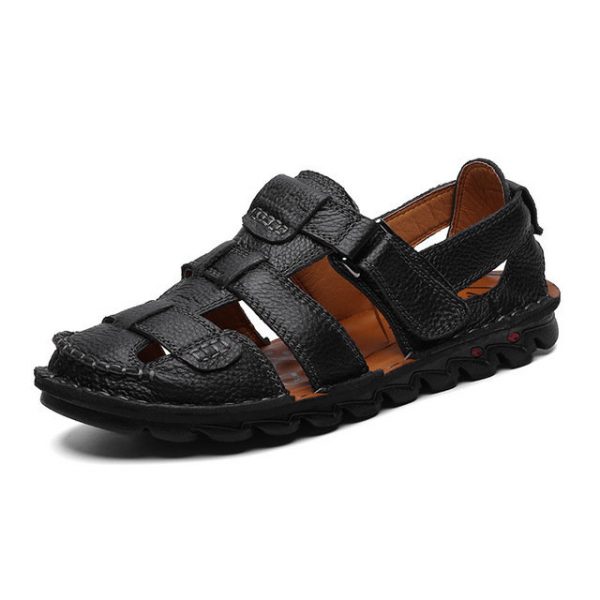 Season New Men's Sandals Large Size Baotou Beach Shoes Outdoor Leisure Non-slip Leather Sandals