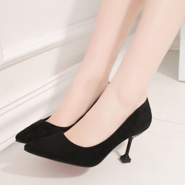 Season New Pointed High Heels Stiletto Cat Heel Shoes Suede Shallow Mouth Wild Single Shoes Women's Shoes