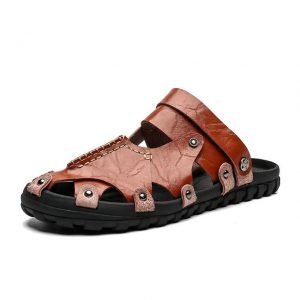 Season New Sewing Thread Leather Handmade Sandals Men's Shoes Large Size Big Size 45 46 Sandals