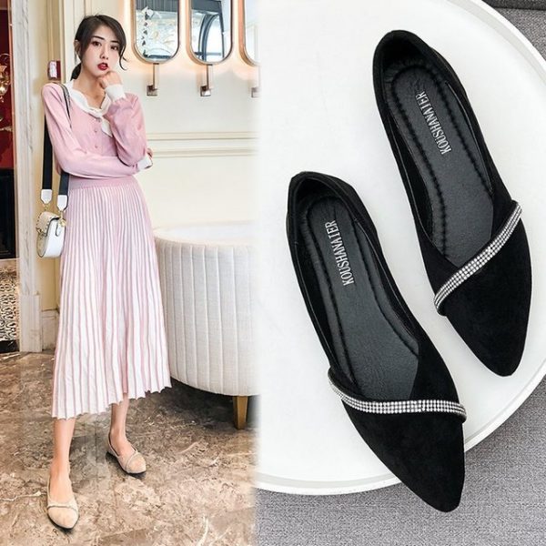 Season New Single Shoes Pointed Flat Shoes Female Shallow Mouth Scoop Shoes Women's Shoes Soft Bottom Work Shoes Women