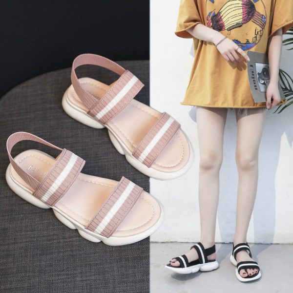 Season New Thick-soled Elastic Band Open Toe Casual Sandals Women's Wild Sports Beach Shoes