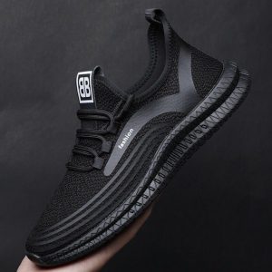 Season Sports Running Shoes Breathable Flying Woven Wild Mesh Shoes Men's Trend Casual Shoes