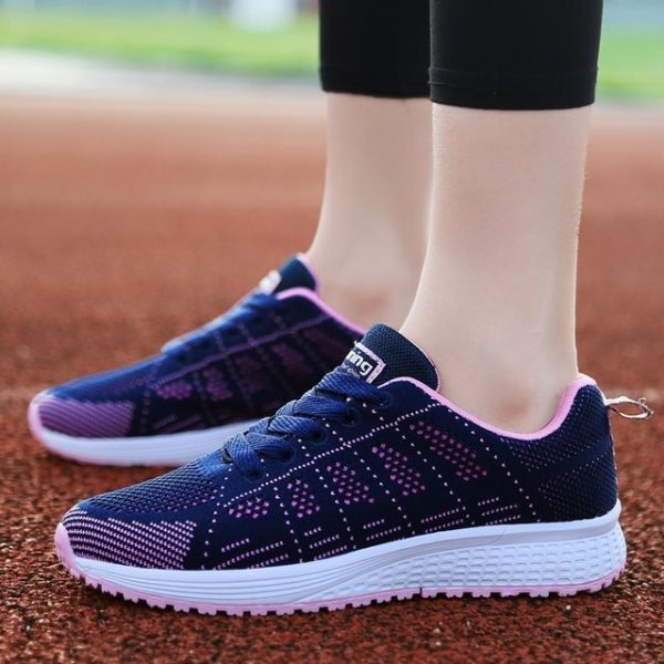 Season Sports Women's Shoes Flying Woven Running Shoes Breathable Mesh Shoes Lightweight Mesh Low To Help Students Mesh