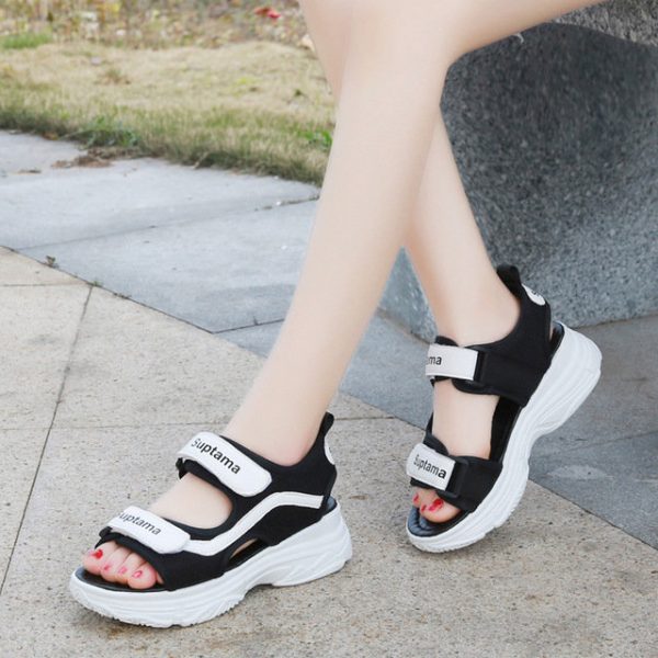 Seasonal Sponge Cake With Color Matching Casual Sandals Female Mesh Breathable Student Women's Shoes Sandals