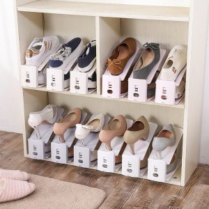 Shoe Rack Finishing Household Racks Space Adjustable Double Row Shoes Dormitory