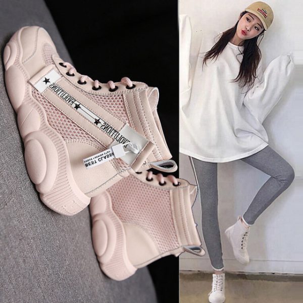 Show High Thin Bear Soles Breathable Platform Shoes Old Shoes Hong Kong Wind White Sports Casual Women's Shoes