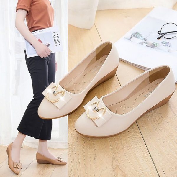 Single Shoes Female Wedges With New People Lok Fu Shoes Round Head Versatile Comfortable One-legged Shoes