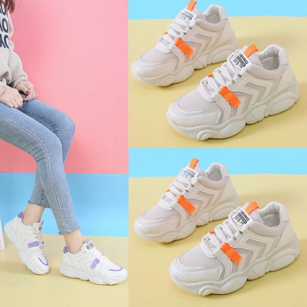 Small White Shoes Female Season New Muffin With Thick Bottom Women's Shoes Mesh Breathable Student Casual Sports Shoes