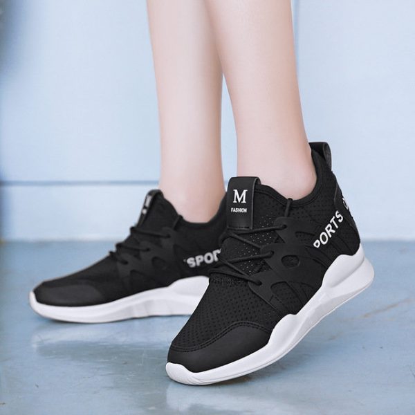 Small White Shoes Women's Increased Sneakers Tide Shoes Season New Wild Breathable Shoes Hollow Mesh Women's Shoes