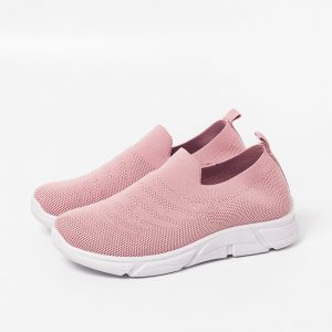 Solid Color Mesh Knitted Slip On Lazy Athletic Shoes