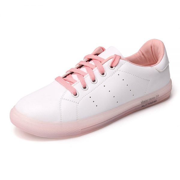 Solid Color Trainers Lace Up Casual White Shoes