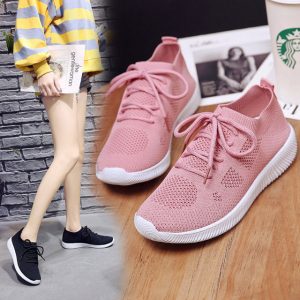 Sports Shoes Women's New Muffin With Thick-soled Women's Shoes With Flying Woven Large Size Single Shoes