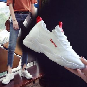 Sports Shoes Women's Season New Mesh Breathable Women's Shoes With Solid Color Student Casual Shoes