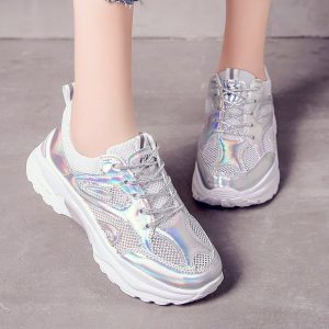 Sports Shoes Women's Season New Muffin With Thick-soled Women's Shoes With Mesh Breathable Student Running Shoes