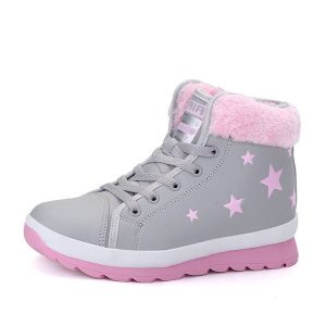 Star Printing Lace Up High Top Casual Shoes