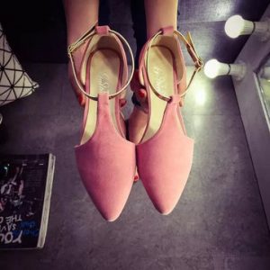 Strappy Buckle Metal Pointed Toe Flat Shoes For Women