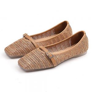 Straw Plaited Breathable Flat Shoes