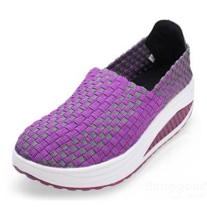 Stretch Casual Breathable Knitting Platform Slip On Shook Shoes Sneakers