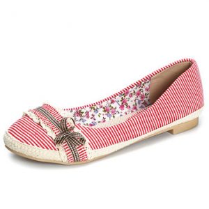 Stripe Bowknot Sweet Lace Flat Casual Shoes For Women