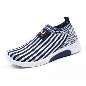 Stripe Mesh Knitted Casual Women Walking Shoes