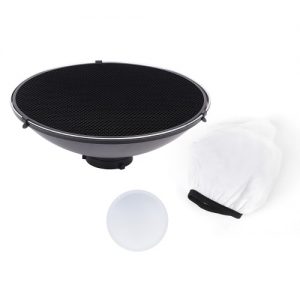 Studio Photography 55cm/22 Inch Black & White Speedlite Strobe Lighting Diffuser Beauty Dish Lampshade Bowens Mount with Reflector Honeycomb Soft Cloth