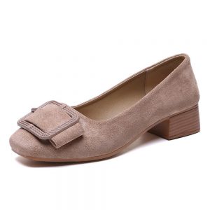 Suede Elegant Square Heel Shoes