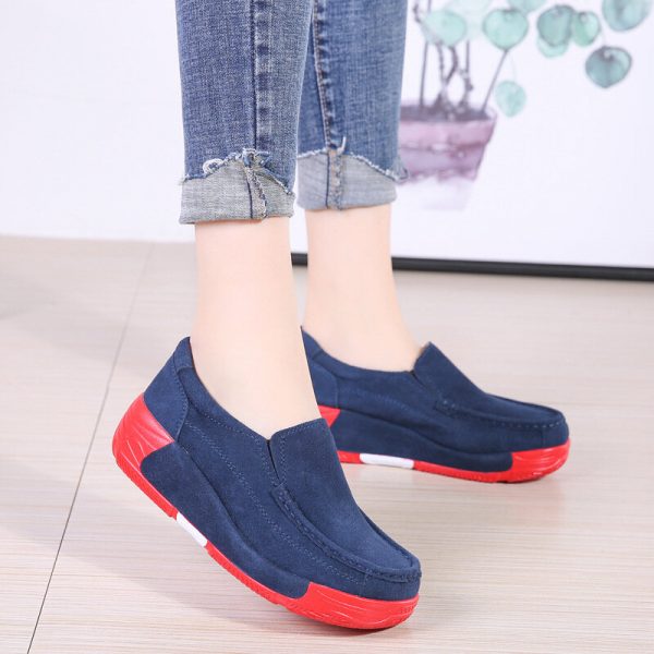 Suede Slip On Hand Stitching Casual Platform Shoes