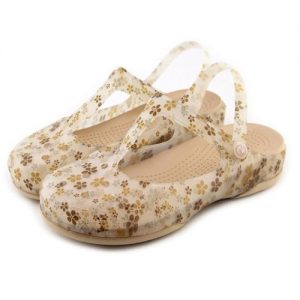 Summer Cool Beach Holes Printing Flowers Shoes Antiskid Causal Women Plastic Jelly Sandals Hollow Walking Slipper Breathable Girls Backstrap