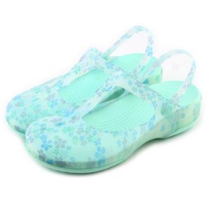 Summer Cool Beach Holes Printing Flowers Shoes Antiskid Causal Women Plastic Jelly Sandals Hollow Walking Slipper Breathable Girls Backstrap