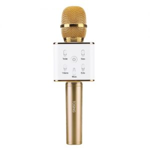 TOSING Q7 Wireless Karaoke Microphone BT Speaker 2-in-1 Handheld Singing Recording Portable KTV Player for iOS Android Smartphones Tablet PC Champaign Gold