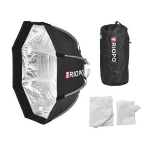 TRIOPO 55cm Foldable 8-Pole Octagon Softbox with Soft Cloth Carrying Bag Bowens Mount for Studio Strobe Flash Light