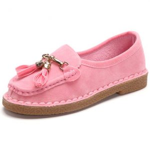 Tassel Pure Color Slip On Suede Loafer Flat Casual Shoes