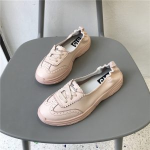 Thick-soled Leather White Shoes Brock Literary Casual Shallow Mouth With Soft Bottom Driving Travel Women's Shoes