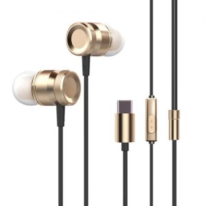 USB Type-c In-Ear Wired Metal Earphone Headset Type C Earphone Earbuds In-line Control w/ Mic for Xiaomi 6 Note 3 MIX 2 Letv LeEco Le 2 3 Smartisan Pro Pro 2 Gold