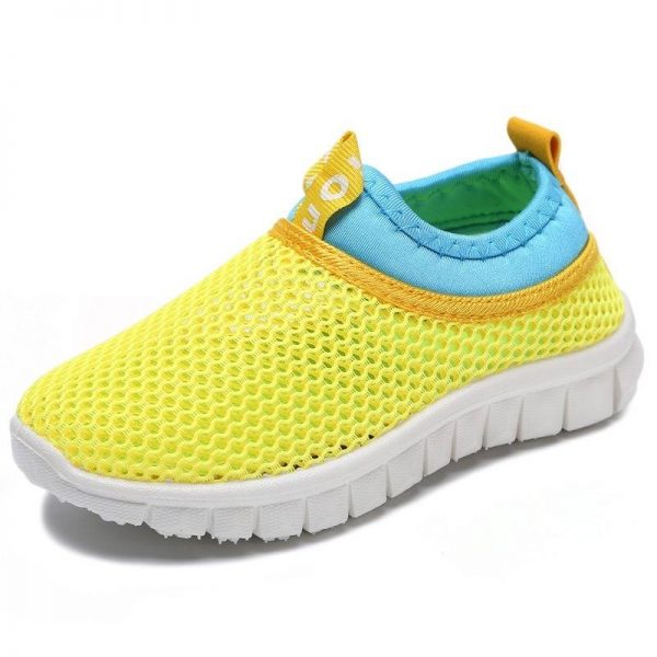 Unisex Kids Candy Color Mesh Breathable Slip On Casual Shoes