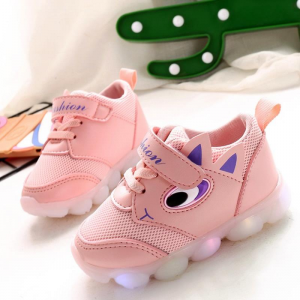 Unisex Kids Cartoon Decor LED Light Hook Loop Lovely Casual Shoes