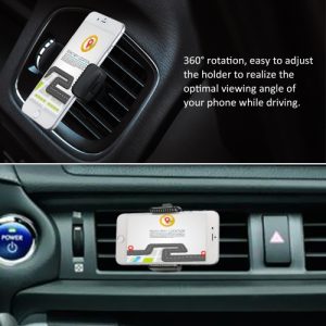 Universal Car Air Vent Mount Holder Cradle Adjustable 360 Degree Rotation Cellphone Mount Stand Bracket One-Button-Release for all 3.5-6 inches Smartphones