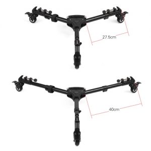 Universal Foldable Photography Heavy Duty Tripod Dolly Base Stand Flexible Wheels Adjustable Legs Max. Load 25kg with Carrying Bag