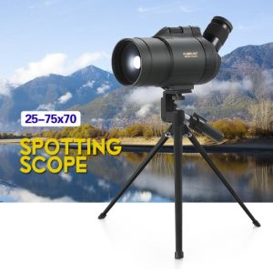 Visionking 25-75x70 Waterproof Fogproof Angled Spotting Scope Bak4 Prism Monocular Telescope with Tripod Carry Case for Bird Watching Travel