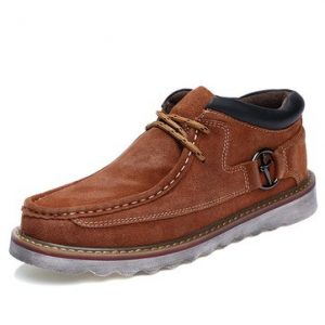 Washable Suede Sewing Retro Classic Lace Up Casual Shoes For Men