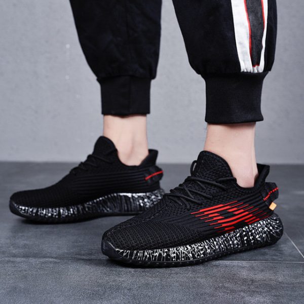 Wear New Men's Shoes Trend Fly Woven Thick Bottom Ins Super Sports Black Wild Running Shoes