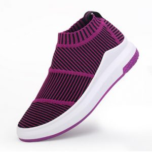 Weave Stripe High Top Platform Casual Breathable Shoes